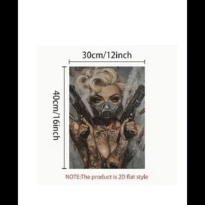 Tattooed Woman with Gas Mask Art Print